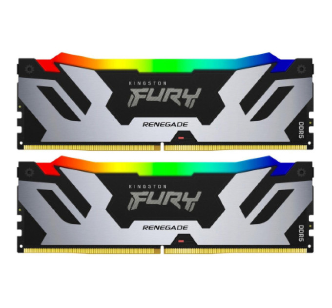 Kingston Fury (ex.HyperX) Модуль пам'яті для комп'ютера DDR5 32GB (2x16GB) 6400 MHz Renegade Silver RGB Kingston Fury (ex.HyperX) (KF564C32RSAK2-32)