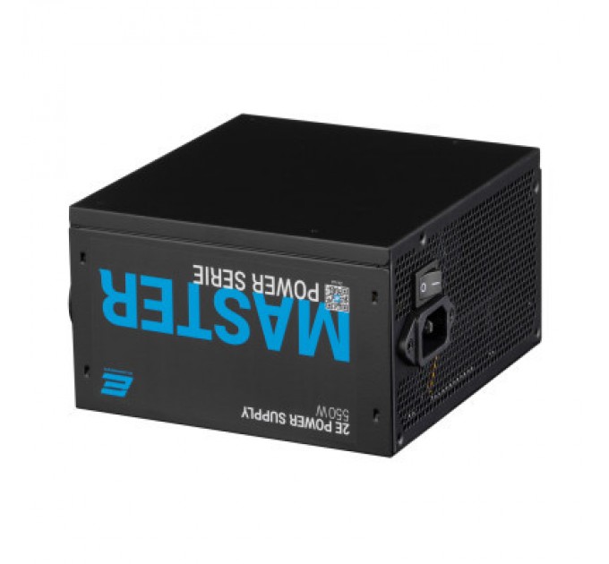 2E Блок живлення 2E MASTER POWER (550W), >80, 80+ White, 120mm, 1xMB 24pin(20+4), 1xCPU 8pin(4+4), 3xMolex, 5xSATA, (2E-MP550-120APFC)
