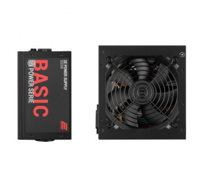 2E Блок живлення 2E BASIC POWER (500W), 80, 120mm, 1xMB 24pin(20+4), 1xCPU 8pin(4+4), 3xMolex, 4xSATA, 2xPCIe 8pin( (2E-BP500-120APFC)