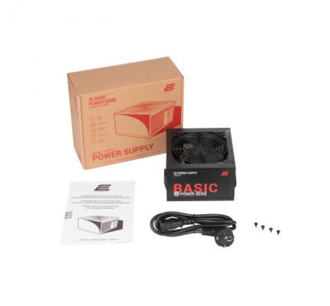 2E Блок живлення 2E BASIC POWER (500W), 80, 120mm, 1xMB 24pin(20+4), 1xCPU 8pin(4+4), 3xMolex, 4xSATA, 2xPCIe 8pin( (2E-BP500-120APFC)