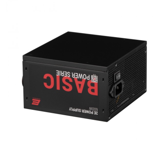 2E Блок живлення 2E BASIC POWER (600W), 80, 120mm, 1xMB 24pin(20+4), 1xCPU 8pin(4+4), 3xMolex, 4xSATA, 2xPCIe 8pin( (2E-BP600-120APFC)
