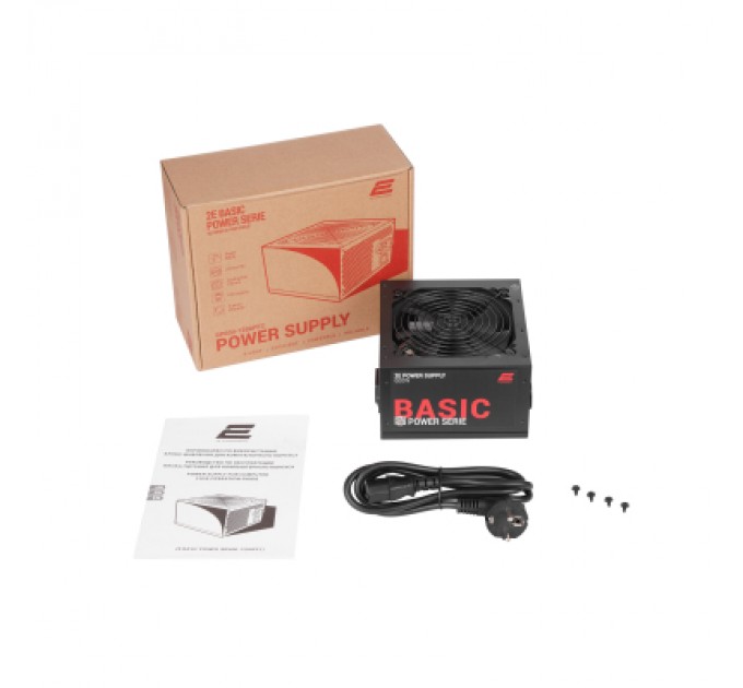 2E Блок живлення 2E BASIC POWER (600W), 80, 120mm, 1xMB 24pin(20+4), 1xCPU 8pin(4+4), 3xMolex, 4xSATA, 2xPCIe 8pin( (2E-BP600-120APFC)