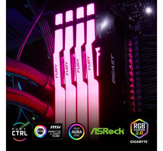 Kingston Fury (ex.HyperX) Модуль пам'яті для комп'ютера DDR5 64GB (2x32GB) 5600 MHz FURY Beast RGB Kingston Fury (ex.HyperX) (KF556C40BBAK2-64)