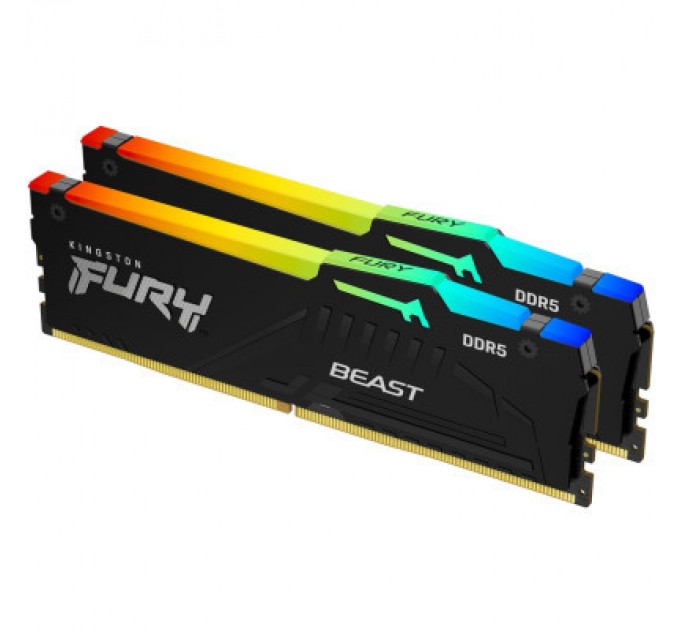 Kingston Fury (ex.HyperX) Модуль пам'яті для комп'ютера DDR5 64GB (2x32GB) 5600 MHz FURY Beast RGB Kingston Fury (ex.HyperX) (KF556C40BBAK2-64)