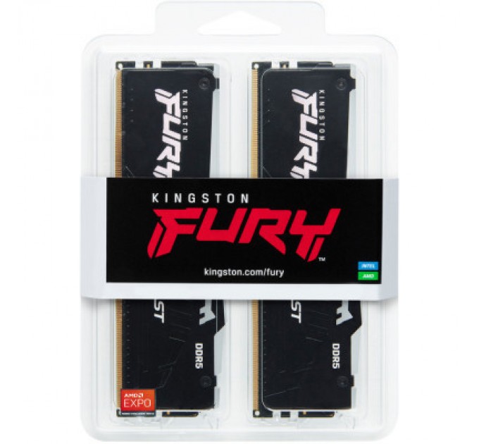 Kingston Fury (ex.HyperX) Модуль пам'яті для комп'ютера DDR5 64GB (2x32GB) 5200 MHz Beast RGB EXPO Kingston Fury (ex.HyperX) (KF552C36BBEAK2-64)