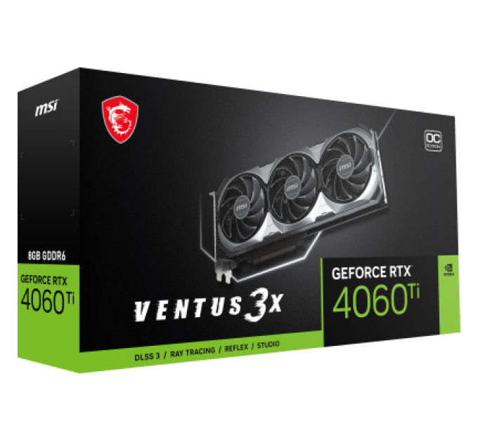 MSI Відеокарта MSI GeForce RTX4060Ti 8Gb VENTUS 3X OC (RTX 4060 Ti VENTUS 3X 8G OC)