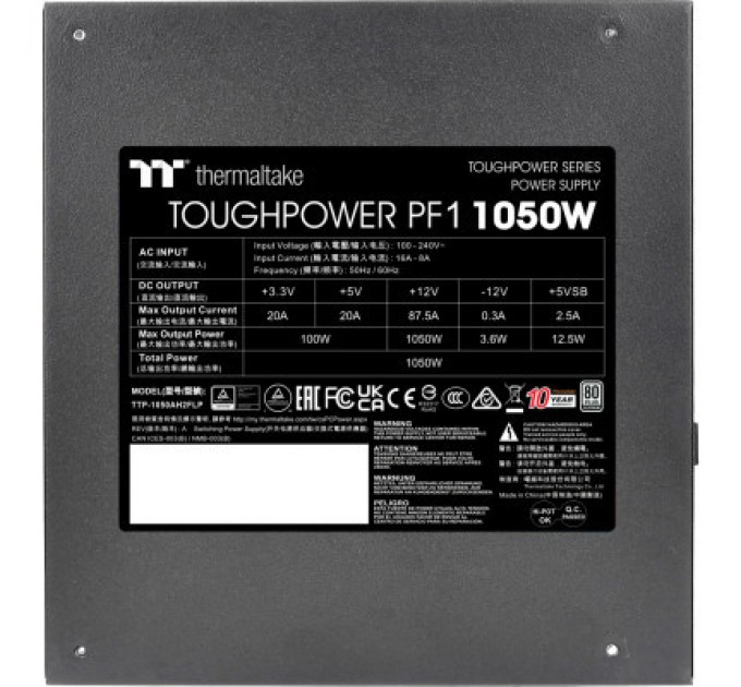 ThermalTake Блок живлення ThermalTake 1050W Toughpower PF1 80 Plus Platinum (PS-TPD-1050FNFAPE-1)