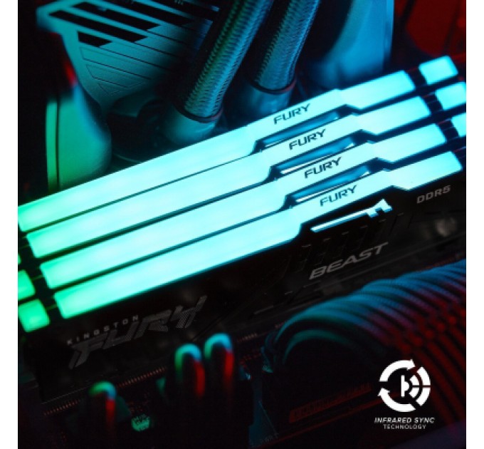 Kingston Fury (ex.HyperX) Модуль пам'яті для комп'ютера DDR5 32GB 5600 MHz Beast RGB Kingston Fury (ex.HyperX) (KF556C36BBEA-32)