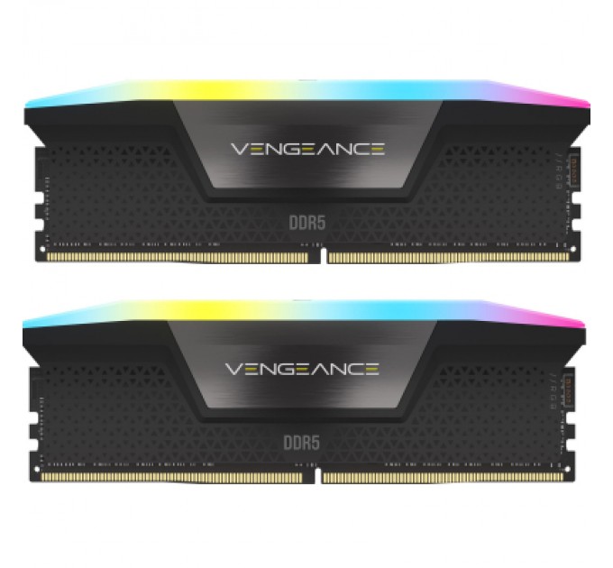 Corsair Модуль пам'яті для комп'ютера DDR5 64GB (2x32GB) 6400 MHz XMP 3.0 Vengeance RGB Black Corsair (CMH64GX5M2B6400C32)