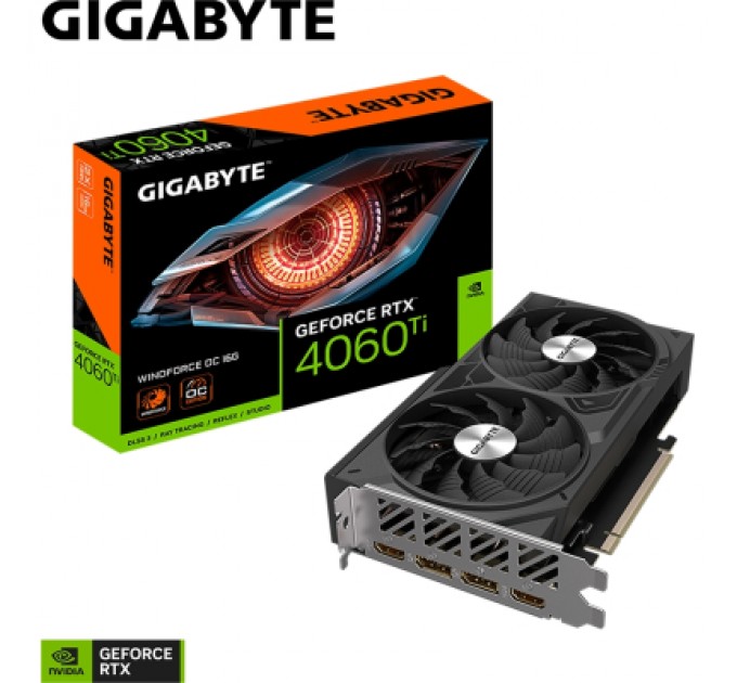 GIGABYTE Відеокарта GIGABYTE GeForce RTX4060Ti 16Gb WINDFORCE OC (GV-N406TWF2OC-16GD)
