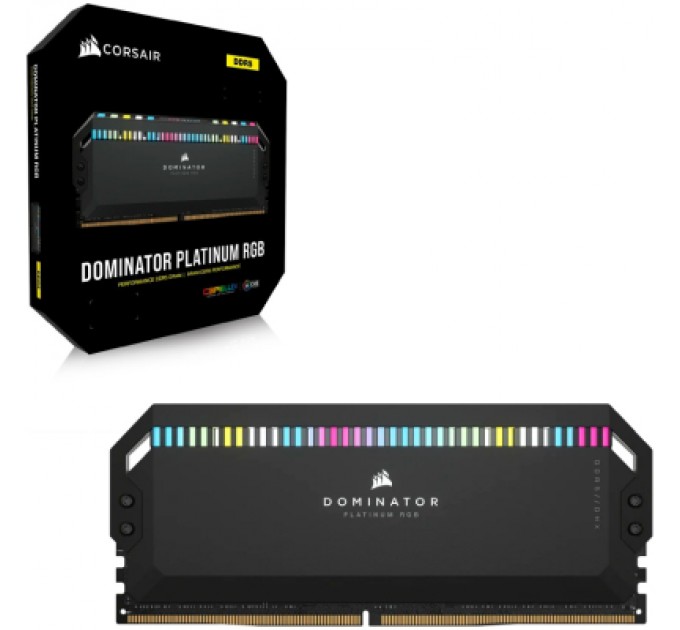 Corsair Модуль пам'яті для комп'ютера DDR5 32GB (2x16GB) 6400 MHz Dominator Platinum RGB Black Corsair (CMT32GX5M2B6400C32)