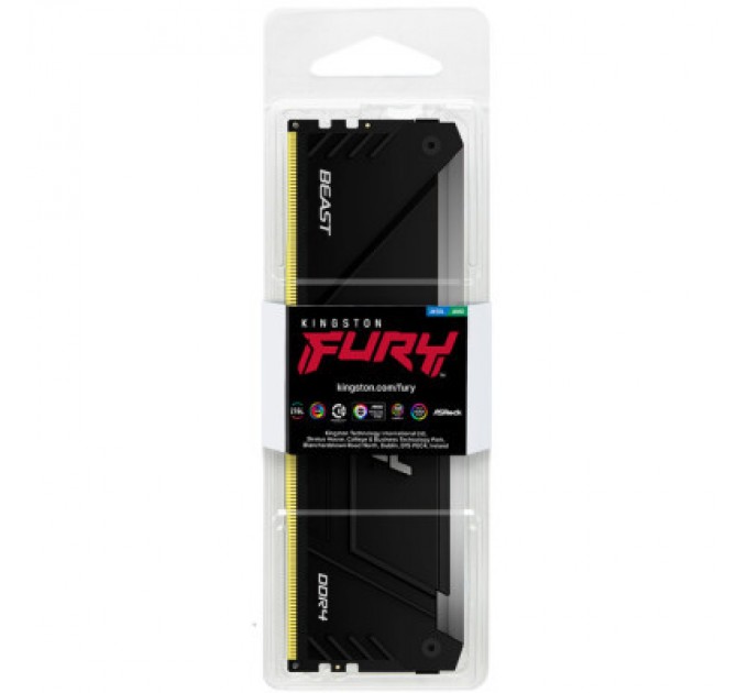 Kingston Fury (ex.HyperX) Модуль пам'яті для комп'ютера DDR4 16GB 3200 MHz Beast RGB Kingston Fury (ex.HyperX) (KF432C16BB2A/16)