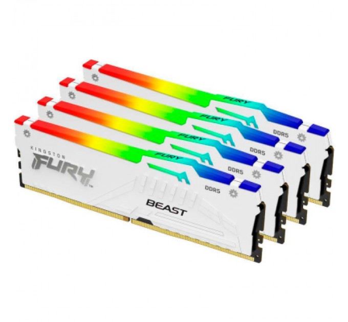 Модуль пам'яті для комп'ютера DDR5 128GB (4x32GB) 5600 MHz FURY Beast RGB White Kingston Fury (ex.HyperX) (KF556C40BWAK4-128)