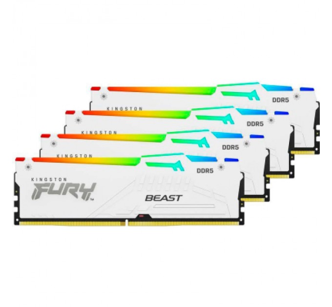 Модуль пам'яті для комп'ютера DDR5 128GB (4x32GB) 5600 MHz FURY Beast RGB White Kingston Fury (ex.HyperX) (KF556C40BWAK4-128)