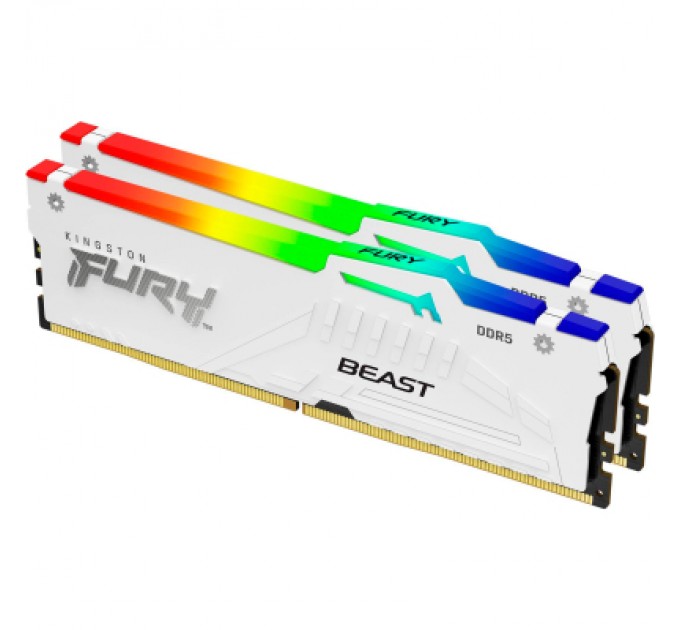 Kingston Fury (ex.HyperX) Модуль пам'яті для комп'ютера DDR 64GB (2x32GB) 6000 MHz FURY Beast White RGB Kingston Fury (ex.HyperX) (KF560C40BWAK2-64)