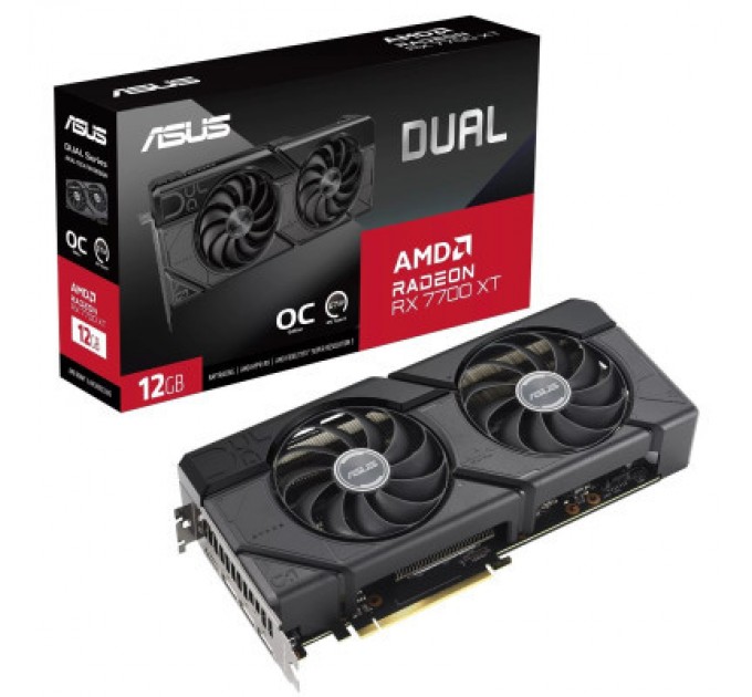 ASUS Відеокарта ASUS Radeon RX 7700 XT 12Gb DUAL OC (DUAL-RX7700XT-O12G)