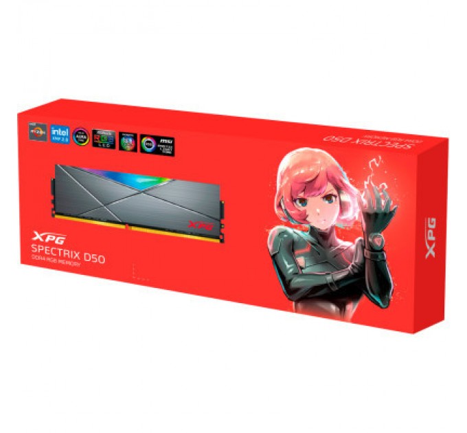 ADATA Модуль пам'яті для комп'ютера DDR4 8GB 3600 MHz XPG Spectrix D50 RGB Tungsten Gray ADATA (AX4U36008G18I-ST50)