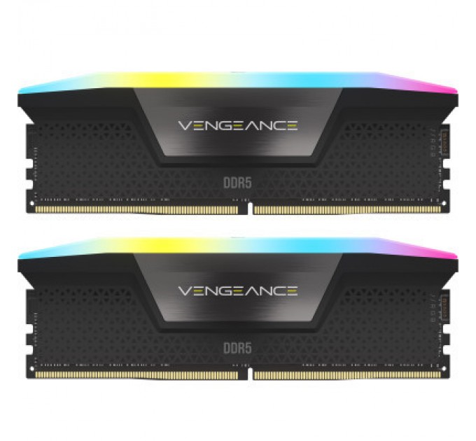Corsair Модуль пам'яті для комп'ютера DDR5 32GB (2x16GB) 5600 MHz Vengeance RGB Black Corsair (CMH32GX5M2B5600Z40)