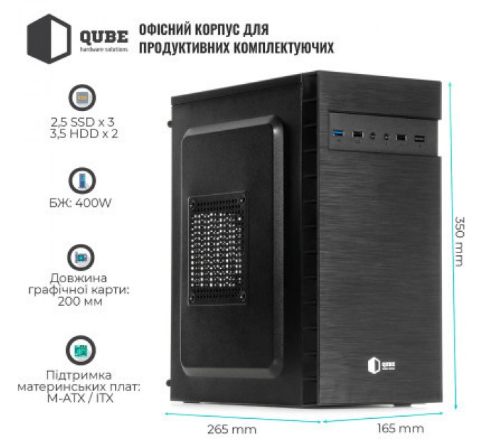 Qube Корпус Qube QB27M 400W Black (QB27M_MN4U3)