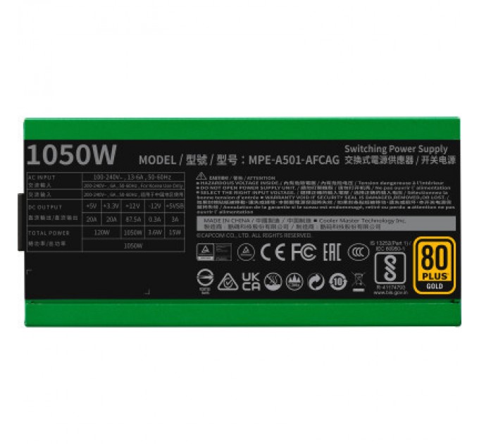 CoolerMaster Блок живлення CoolerMaster 1050W (MPE-A501-AFCAG-3VEU)