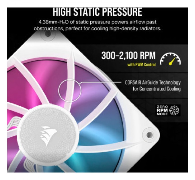Corsair Кулер до корпусу Corsair iCUE Link RX120 RGB PWM White (CO-9051021-WW)