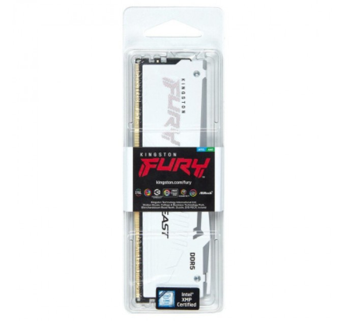 Kingston Fury (ex.HyperX) Модуль пам'яті для комп'ютера DDR5 16GB 6800 MHz Beast White RGB XMP Kingston Fury (ex.HyperX) (KF568C34BWA-16)