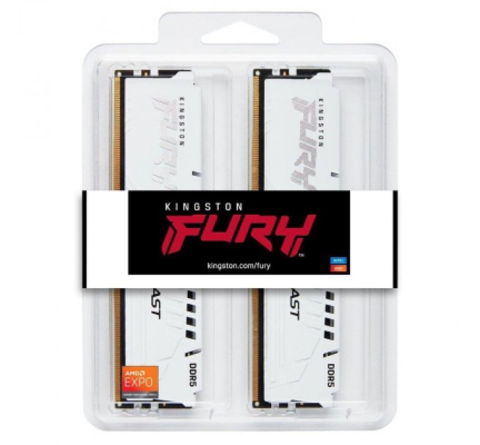Kingston Fury (ex.HyperX) Модуль пам'яті для комп'ютера DDR5 32GB (2x16GB) 6000 MHz Beast White EXPO Kingston Fury (ex.HyperX) (KF560C30BWEK2-32)