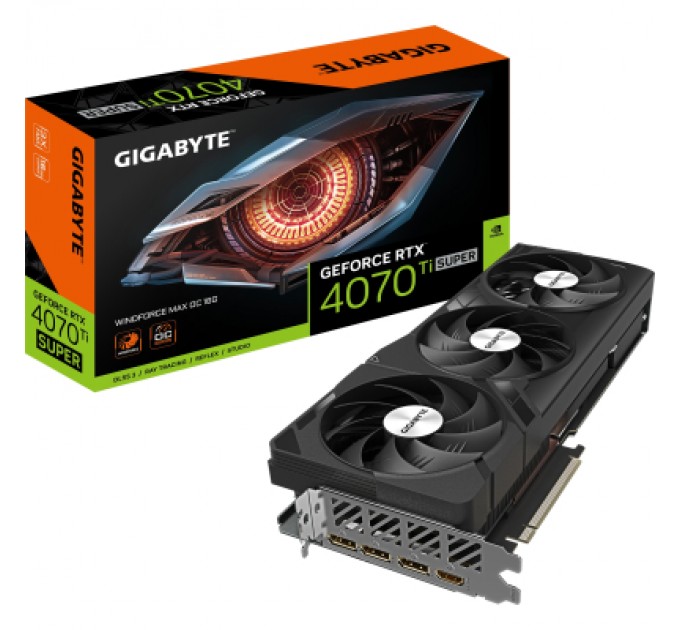 GIGABYTE Відеокарта GIGABYTE GeForce RTX4070Ti SUPER 16Gb WINDFORCE MAX OC (GV-N407TSWF3MAX OC-16GD)