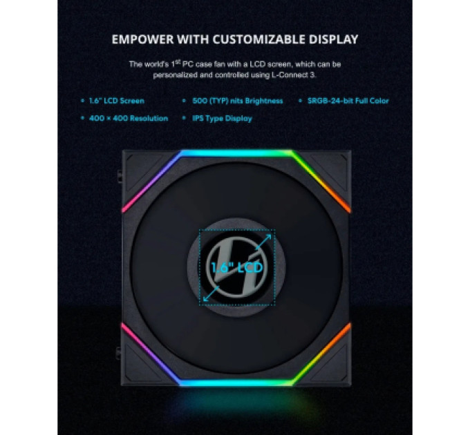 Lian Li Кулер до корпусу Lian Li Reverse TL LCD 140-1, Black (G99.14RTLLCD1B.00)