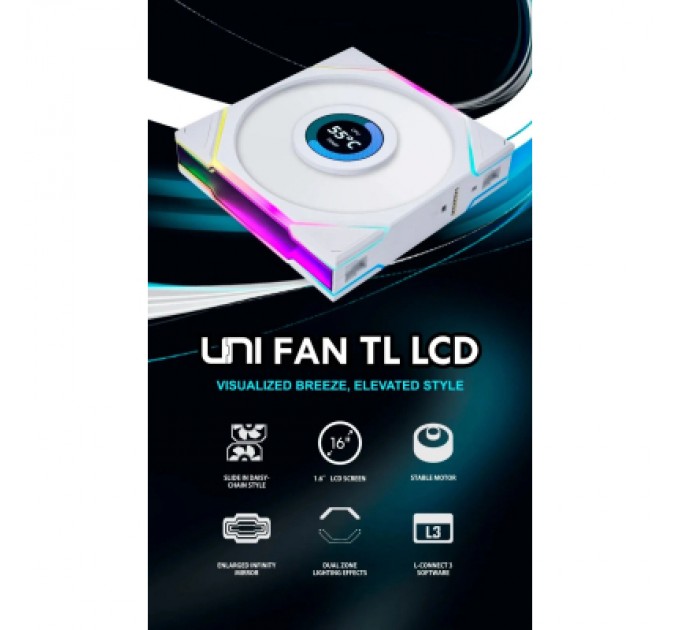 Lian Li Кулер до корпусу Lian Li Reverse TL LCD 140-1, White (G99.14RTLLCD1W.00)