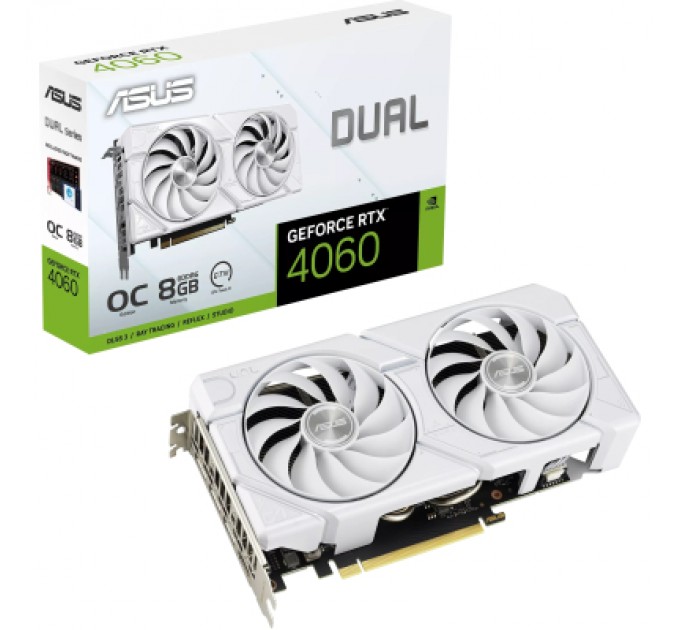 ASUS Відеокарта ASUS GeForce RTX4060 8Gb DUAL OC WHITE EVO (DUAL-RTX4060-O8G-EVO-WHITE)