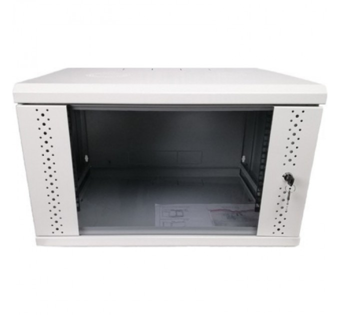 Eserver Шафа настінна Eserver 6U, 600х350х370 (Ш*Г*В), скло, сірий (ES-Е635G)