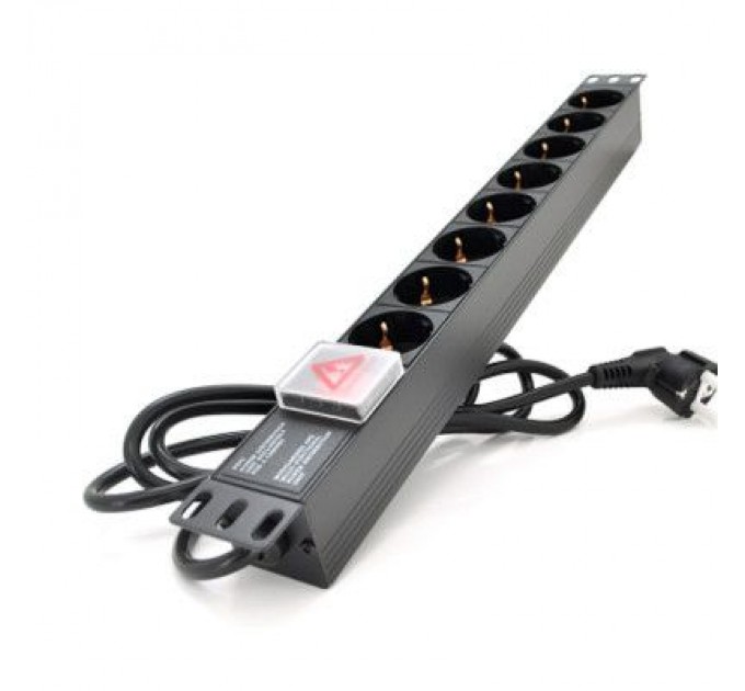 Pipo Силовий блок 19" 8 розеток, кабель 1.8м, вимикач, алюм. корпус Pipo (PP8PDUGR)