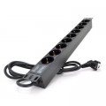 Pipo Силовий блок 19" 9 розеток, кабель 1.8м, алюм. корпус Pipo (PP9PDUGR)