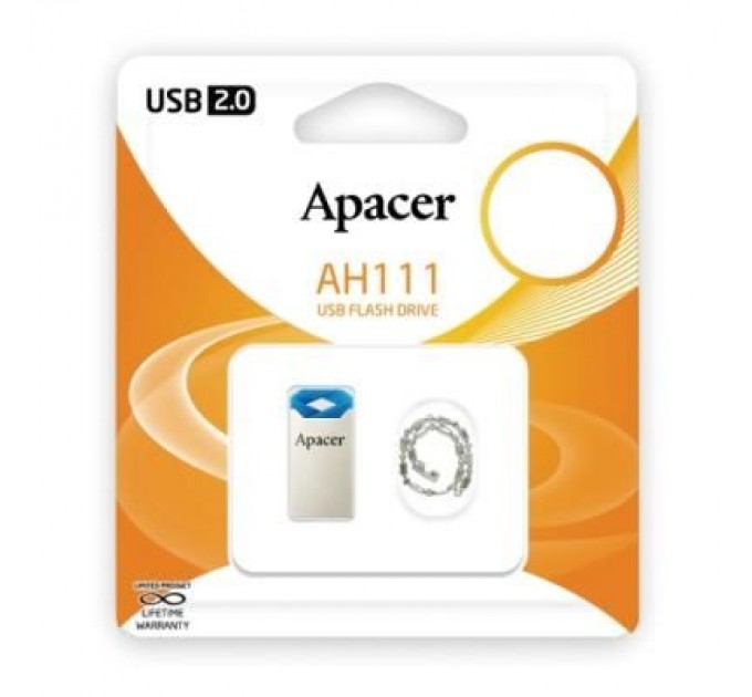 Apacer USB флеш накопичувач Apacer 16GB AH111 Blue RP USB2.0 (AP16GAH111U-1)