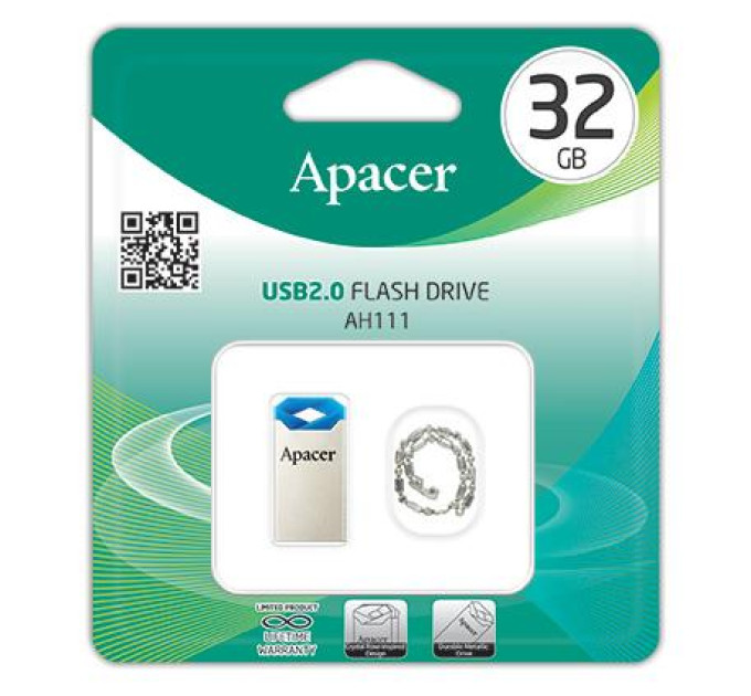 Apacer USB флеш накопичувач Apacer 32GB AH111 Blue RP USB2.0 (AP32GAH111U-1)