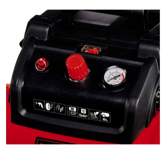 Einhell Компресор Einhell безмасляний TC-AC 190/6/8 OF, 1200Вт, 6л, 190л/хв, 8бар, 8.9кг (4020655)