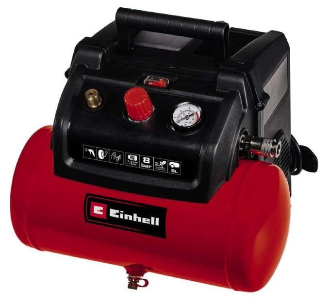 Einhell Компресор Einhell безмасляний TC-AC 190/6/8 OF, 1200Вт, 6л, 190л/хв, 8бар, 8.9кг (4020655)