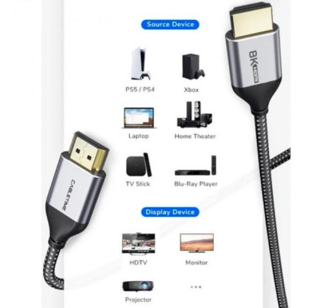 Cabletime Кабель мультимедійний HDMI to HDMI 2.0m v2.1 Cabletime (CA914654)