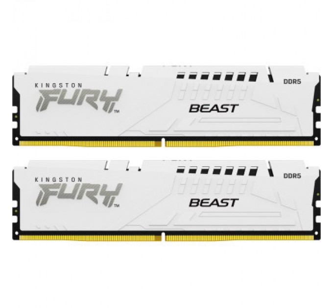 Kingston Fury (ex.HyperX) Модуль пам'яті для комп'ютера DDR5 32GB (2x16GB) 5200 MHz FURY Beast White Kingston Fury (ex.HyperX) (KF552C40BWK2-32)
