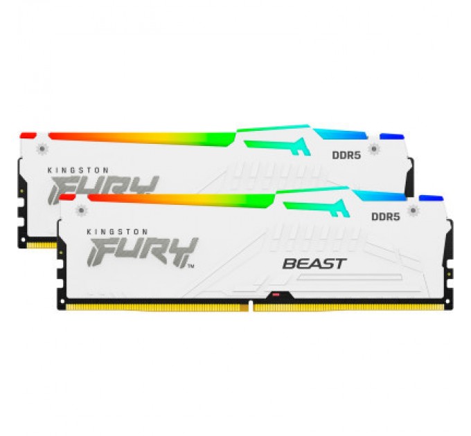 Kingston Fury (ex.HyperX) Модуль пам'яті для комп'ютера DDR5 64GB (2x32GB) 5200 MHz FURY Beast White RGB Kingston Fury (ex.HyperX) (KF552C40BWAK2-64)