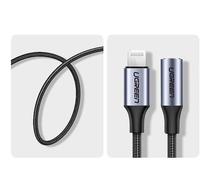 Ugreen Перехідник Lightning to 3.5mm 10cm Headphone Jack Adapter Model US211 gray Ugreen (30756)