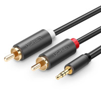 Кабель мультимедійний AUX 3.5mm TRS to RCAx2 M/M 3.0m AV102 Black Ugreen (10512)