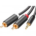 Ugreen Кабель мультимедійний AUX 3.5mm TRS to RCAx2 M/M 5.0m AV102 Black Ugreen (10513)