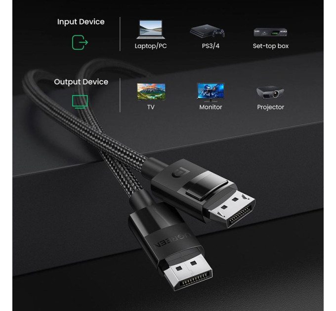 Ugreen Кабель мультимедійний Display Port to Display Port 3.0m V1.4 DP114 Ugreen (80393)