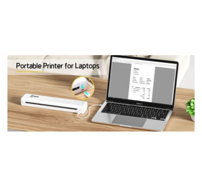 UKRMARK Принтер чеків UKRMARK M08-WT А4, Bluetooth, USB, білий (900883)