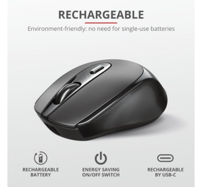 Trust Мишка Trust Zaya Rechargeable Wireless Black (23809)