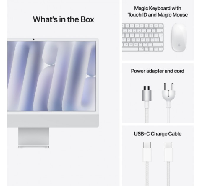 Apple Комп'ютер Apple 24" iMac Retina 4.5K / Apple M4 (10-c/CPU, 10-c/GPU), 16, 256, Silver (MWUU3UA/A)