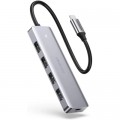 Ugreen Концентратор Ugreen CM219 HUB Type-C to 4xUSB with USB-C Power Port (Gray) (70336)