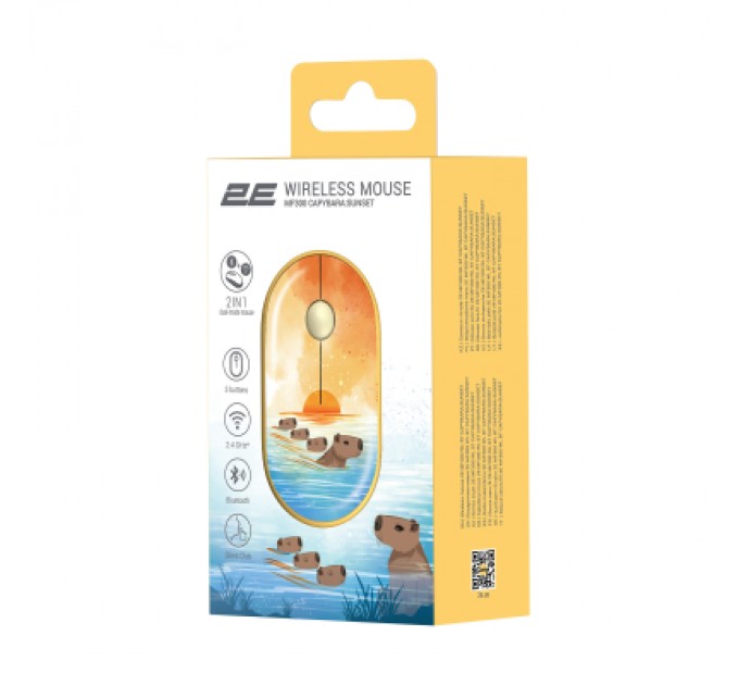 2E Мишка 2E MF300 CAPYBARASUNSET Silent Wireless/Bluetooth Yellow (2E-MF300WCAPIBARAYW)